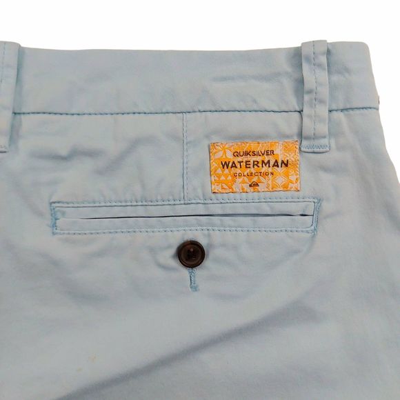 Quiksilver Waterman Collection Shorts Mens 32 Light Blue Casual Chino Beach - Picture 6 of 9